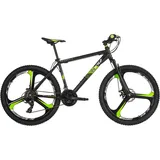 WYLD "Mountainbike Hardtail 26'' Sharp Schwarz-Grün 21 Gänge RH 46 bzw. 51cm" Gr. 51, schwarz (schwarz, schwarz), Fahrräder, 51cm, 26 Zoll (66,04cm) hinten: 26 Zoll (66,04cm)
