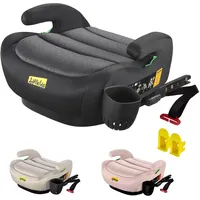 Jovikids Sitzerhöhung Auto Kinder mit ISOFIX, ECE R129 Kindersitzerhöhung 125-150cm, Verdickter Stoffbezug & Isofix Einführhilfe, Leicht Waschbar, Schwarz mit Becherhalter