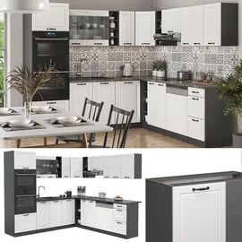 Vicco Winkelküche L-Form 237 x 247 cm Weiß Anthrazit