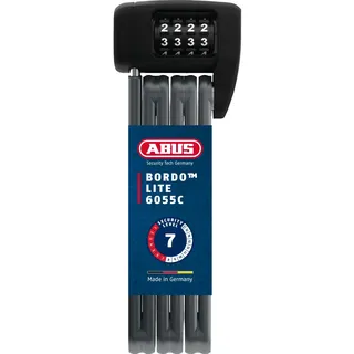 ABUS Faltschloss Bordo Lite 6055C SH - mit Halterung und Zahlencode - Extra-leichtes Zahlenschloss aus Spezialstahl - ABUS-Sicherheitslevel 7 - 85 cm - Schwarz