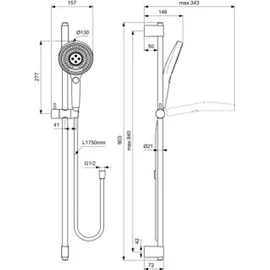 Ideal Standard Idealrain Solos Brausekombination 90 cm silver storm A7898GN