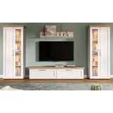 inn.furn Wohnwand in Weiß Lärche Landhaus 4-teilig 316 cm Mirano