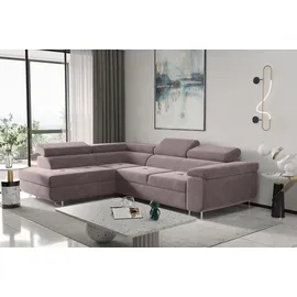 kaiser möbel Ecksofa mit schlaffunktion und bettkasten, Eckcouch ATOM VIOLETT Links - Violett