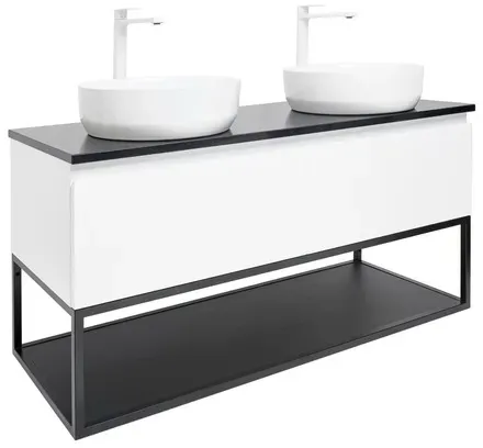 SAT B-Way Waschtischunterschrank mit Abdeckplatte 119x30x45 cm weiß glänzend BWAY120WTKUBF