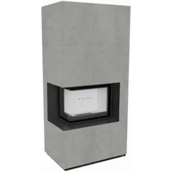 Kratki Kaminbausatz FLOKI BOX | Cemento Grigio | mit Türfeder | Links | 8 kW