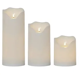 MARELIDA XXL LED Kerzen Kunststoff flackernd für Außen weiß 3er Set