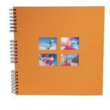 Exacompta 15117E MILANO Spiral-Fotoalbum 360 Fotos 60 schwarze Seiten Format 32 x 32 cm Einband aus orangefarbenem Papier mit Textileffekt Fenster zur individuellen Gestaltung FSC® zertifiziert