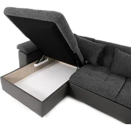 Mirjan24 Ecksofa Niko Bis Cord, Polsterecke mit Bettkasten und Schlaffunktion, Sofa, Polstergarnitur (Farbe: Poso 110, Seite: Links) - Grau