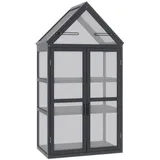 Outsunny Gewächshaus 3 Ebenen aufklappbares Dach Holz Polycarbonat wetterfest Natur 70,5x42x132cm