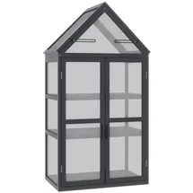 Outsunny Gewächshaus 3 Ebenen aufklappbares Dach Holz Polycarbonat wetterfest Natur 70,5x42x132cm