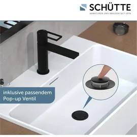 Schütte Waschtischarmatur MANHATTAN Wasserhahn Bad mit Ablaufgarnitur, Pop Up Abflussstopfen, Mischbatterie Waschbecken, Schwarz