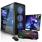 SYSTEMTREFF Gaming Komplett PC Set AMD Ryzen 7 5700 8x4.6GHz | Nvidia RTX 5060 Ti 8GB | 1TB M.2 NVMe | 32GB DDR4 RAM | Windows 11 | 27 TFT Monitor | Desktop Paket Computer für Gamer, Gaming
