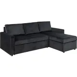 VCM ebuy24 Sofa + Bettsofa, Schlafsofa Chaiselong wendbar, Versteckte Aufbewahrung und Ausziehbares Bett antracitgrau.