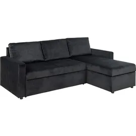 VCM ebuy24 Sofa + Bettsofa, Schlafsofa Chaiselong wendbar, Versteckte Aufbewahrung und Ausziehbares Bett antracitgrau.