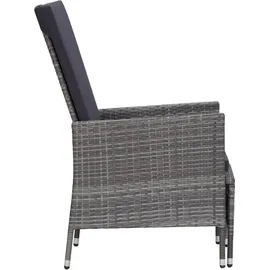 vidaXL 3 tlg. Garten Lounge Gartenmöbel Set, Kissen Poly Rattan, Grau - Garten-Lounge-Set - Gartenlounge-Set - Gartenmöbel-Set - Loungemöbel-Set - Grau