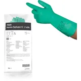 Ansell AlphaTec 37-676 Nitril-Handschuhe, Chemikalien-Schutz, Arbeitshandschuhe Industrie Chemikalien und Lebensmitteln, Chemie-Handschuh Säurefest, Latexfrei, Damen Herren, Grün, Größe L (12 Paar)