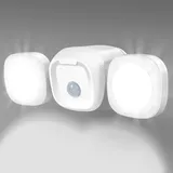 Toowell Bewegungsmelder Aussen Batterie Akku Aussenleuchte mit Bewegungsmelder Batterie Outdoor Leuchte Batteriebetriebene Außenleuchte Wasserdicht Aussenlampe für Garten Garage,Weiß