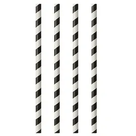 Papstar Trinkhalme Papier Ø 6 mm 20 cm 25 St. Schwarz/Weiß
