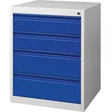Nordwest Handel AG Schubladenschrank BK 600 H800xB600xT600mm grau/blau 4 Schubl.Einfachauszug