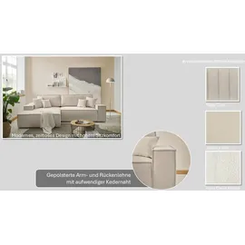 Andas Ecksofa »Finnley Schlafsofa 267 cm in Bouclé, Struktur fein u. Cord, L-Form,«, Schlaffunktion m. Bettkasten (136/210 cm), Bouclé, Struktur und Cord weiß