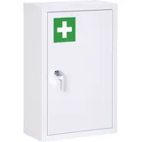 Wandmontierter Medizinschrank Mit 3 Ablagen, Abschließbarer Tür, 2 Schlüsseln, Stahl, Weiß
