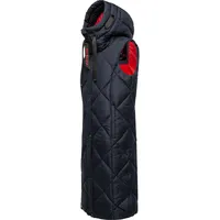 Navahoo warme Damen Winter Steppweste lang mit Kapuze Schnuckel Gr. XS (34), blau Navy Westen Outdoor-Weste