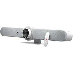 Logitech Rally Bar - Videokonferenzsystem, 4K-Video-Auflösung, 2 Lautsprecher, 6 Mikrofone, Zertifiziert für Microsoft Teams und ZOOM , weiß
