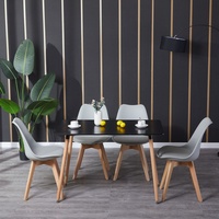 IPOTIUS Esstisch mit 4 grau Stühlen Esszimmer Essgruppe(Runde) 110x70x73cm Tisch