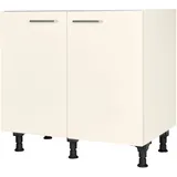 Nobilia Spülenschrank ""Touch", vormontiert, mit höhenverstellbaren Sockelfüßen", weiß (front: lacklaminat magnolia supermatt, korpus: magnolia matt), B:90cm H:87cm T:58,3cm, Schränke, Breite 90 cm