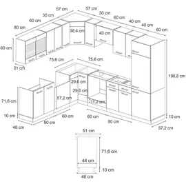 Vicco Winkelküche R-Line L-Form 227 x 287 cm Anthrazit