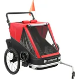 AIYAPLAY 2 in 1 Fahrradanhänger & Buggy 2-Sitzer Faltbar Kinderfahrradanhänger mit 5-Punkt Gurt Sicherheitsflagge Fahrrad Anhänger für Kinder ab 12 Monaten max. 18kg   Aosom