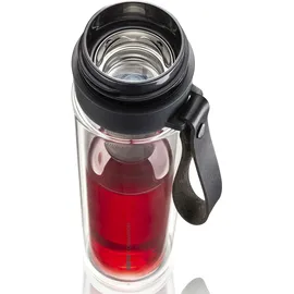 GEFU Trinkflasche GEFU "COMPANION", schwarz (schwarz, transparent), 450ml, Borosilikatglas, Trinkflaschen, Trinkflasche, Sicherheitsverschluss für 100%-igen Auslaufschutz und Einhandbedienung