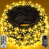 LED Lichterkette Weihnachtsbaum Innen Außen - 25M 250LEDs Warmweiß Outdoor Lichterkette Weihnachten,8 Modi mit Fernbedienung Timer,IP44 Wasserdichte Weihnachtsbeleuchtung für Garten