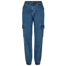 URBAN CLASSICS Organic Stretch Cargo Hochtaillierte Jeans Clear Blue Washed 29