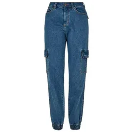 URBAN CLASSICS Organic Stretch Cargo Hochtaillierte Jeans Clear Blue Washed 29