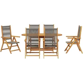 vidaXL Garten Essgruppe 7 pcs Grau Massivholz Akazie - Grau