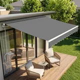 manuelle Gelenkarmmarkise Markise, 250 x 200cm Gelenkmarkise, inkl. Wandhalterung, Handkurbel, Wasserabweisend Alu/Polyester, für Outdoor Terrasse Balkon, Anthrazit
