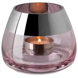 Fink Teelichthalter Bella Glas rose/silberfarben