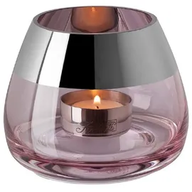 Fink Teelichthalter Bella Glas rose/silberfarben