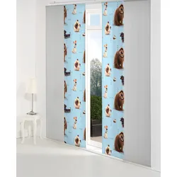 Schiebegardine WIRTH "Pets" Gr. 1, blau, B:60cm H:145cm, Satin, Polyester, Gardinen, Universal Pictures