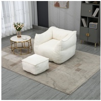 MODFU Sitzsack Lazy Sofa, Schaukelstuhl mit hoher Rückenlehne, mit Fußhocker (Couchsessel für Erwachsene und Kinder, für drinnen und draußen) beige
