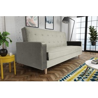 Beautysofa Schlafsofa Bamako, Sofa mit Schlaffunktion und Bettkasten, Polstersofa im skandinavischen Stil, Couch mit Holzbeine