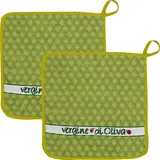 Kracht Topflappen "Olio extra" 2er-Pack Frottier grün Größe 22x22 cm