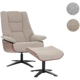 MCA Relaxsessel + Hocker HWC-N57, Fernsehsessel Liegesessel, Boucl√© Stoff Holz ~ braun