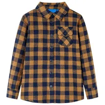 vidaXL Kinderhemd Karomuster Cognac und Blau 116