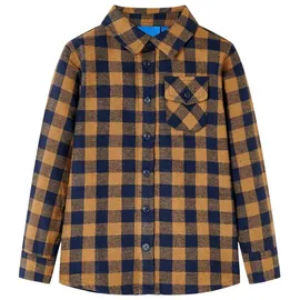 vidaXL Kinderhemd Karomuster Cognac und Blau 116