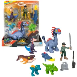 Fisher-Price Imaginext Jurassic World: Die Wiedergeburt Set mit 6 Actionfiguren, Starter und Zubehör