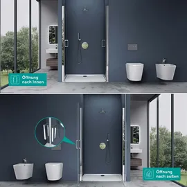 SoGood doporro Duschtür Nischentür dusche Duschabtrennung Duschkabine 80cm Nischendrehtür 195cm ESG-Sicherheitsglas aus Klarglas mit Hebe- und Senkmechanismus Teramo24k