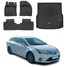 Omac Fußmatten & Kofferraumwanne Set kompatibel mit Toyota Avensis 2009-2018 Gummi TPE 4X