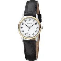REGENT Leder Armbanduhr Lederarmband D2URF1250 - Schwarz